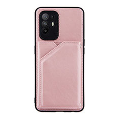 Coque Luxe Cuir Housse Etui Y01B pour Oppo A95 5G Or Rose