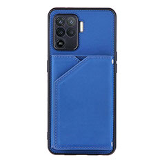 Coque Luxe Cuir Housse Etui Y01B pour Oppo F19 Pro Bleu