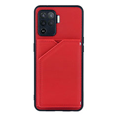 Coque Luxe Cuir Housse Etui Y01B pour Oppo Reno5 F Rouge