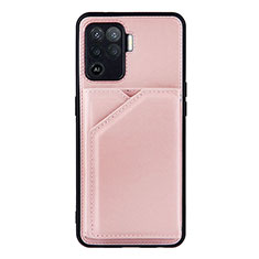 Coque Luxe Cuir Housse Etui Y01B pour Oppo Reno5 Lite Or Rose