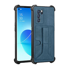 Coque Luxe Cuir Housse Etui Y01B pour Oppo Reno6 Pro 5G India Bleu