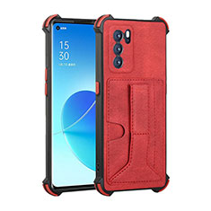 Coque Luxe Cuir Housse Etui Y01B pour Oppo Reno6 Pro 5G India Rouge