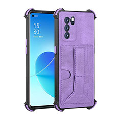 Coque Luxe Cuir Housse Etui Y01B pour Oppo Reno6 Pro 5G India Violet