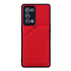 Coque Luxe Cuir Housse Etui Y01B pour Oppo Reno6 Pro+ Plus 5G Rouge