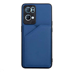 Coque Luxe Cuir Housse Etui Y01B pour Oppo Reno7 Pro 5G Bleu