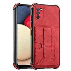 Coque Luxe Cuir Housse Etui Y01B pour Samsung Galaxy A02s Rouge