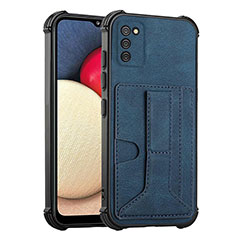 Coque Luxe Cuir Housse Etui Y01B pour Samsung Galaxy A03s Bleu