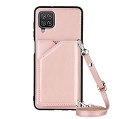 Coque Luxe Cuir Housse Etui Y01B pour Samsung Galaxy A12 Or Rose