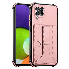 Coque Luxe Cuir Housse Etui Y01B pour Samsung Galaxy A22 4G Or Rose