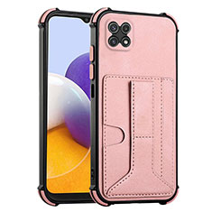 Coque Luxe Cuir Housse Etui Y01B pour Samsung Galaxy A22 5G Or Rose