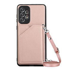 Coque Luxe Cuir Housse Etui Y01B pour Samsung Galaxy A73 5G Or Rose