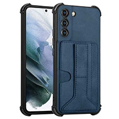 Coque Luxe Cuir Housse Etui Y01B pour Samsung Galaxy S21 FE 5G Bleu