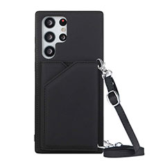 Coque Luxe Cuir Housse Etui Y01B pour Samsung Galaxy S21 Ultra 5G Noir