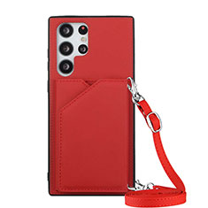 Coque Luxe Cuir Housse Etui Y01B pour Samsung Galaxy S21 Ultra 5G Rouge