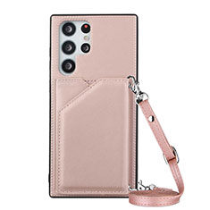 Coque Luxe Cuir Housse Etui Y01B pour Samsung Galaxy S24 Ultra 5G Or Rose