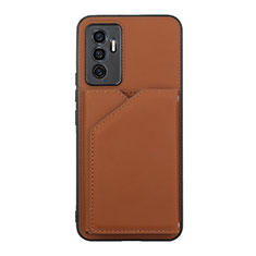 Coque Luxe Cuir Housse Etui Y01B pour Vivo V23e 5G Marron