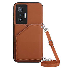 Coque Luxe Cuir Housse Etui Y01B pour Vivo X70 5G Marron