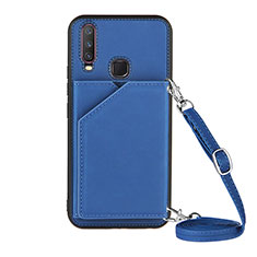 Coque Luxe Cuir Housse Etui Y01B pour Vivo Y11 Bleu