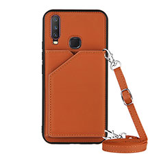 Coque Luxe Cuir Housse Etui Y01B pour Vivo Y11 Marron