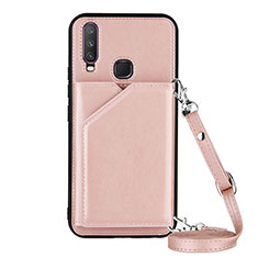 Coque Luxe Cuir Housse Etui Y01B pour Vivo Y11 Or Rose