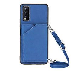 Coque Luxe Cuir Housse Etui Y01B pour Vivo Y11s Bleu