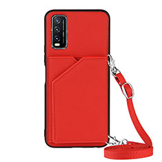 Coque Luxe Cuir Housse Etui Y01B pour Vivo Y11s Rouge