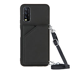 Coque Luxe Cuir Housse Etui Y01B pour Vivo Y12s (2021) Noir