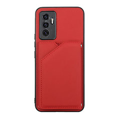 Coque Luxe Cuir Housse Etui Y01B pour Vivo Y75 4G Rouge