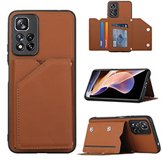 Coque Luxe Cuir Housse Etui Y01B pour Xiaomi Poco X4 NFC Marron