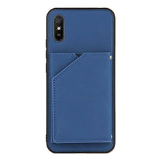 Coque Luxe Cuir Housse Etui Y01B pour Xiaomi Redmi 9AT Bleu