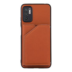 Coque Luxe Cuir Housse Etui Y01B pour Xiaomi Redmi Note 10T 5G Marron