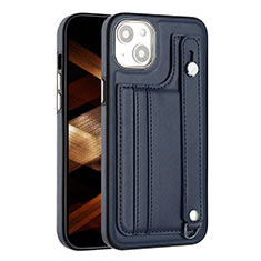 Coque Luxe Cuir Housse Etui Y02B pour Apple iPhone 14 Bleu