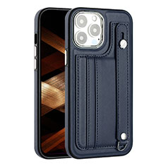 Coque Luxe Cuir Housse Etui Y02B pour Apple iPhone 15 Pro Max Bleu