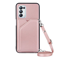 Coque Luxe Cuir Housse Etui Y02B pour Oppo A54 5G Or Rose