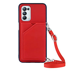 Coque Luxe Cuir Housse Etui Y02B pour Oppo A74 5G Rouge