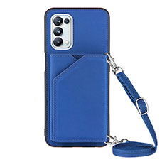 Coque Luxe Cuir Housse Etui Y02B pour Oppo A93 5G Bleu