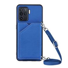 Coque Luxe Cuir Housse Etui Y02B pour Oppo A94 4G Bleu