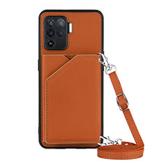 Coque Luxe Cuir Housse Etui Y02B pour Oppo F19 Pro Marron