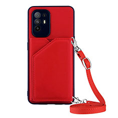 Coque Luxe Cuir Housse Etui Y02B pour Oppo F19 Pro+ Plus 5G Rouge