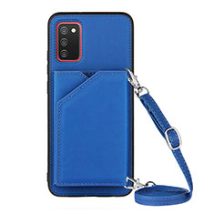 Coque Luxe Cuir Housse Etui Y02B pour Samsung Galaxy A02s Bleu