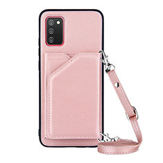 Coque Luxe Cuir Housse Etui Y02B pour Samsung Galaxy A03s Or Rose