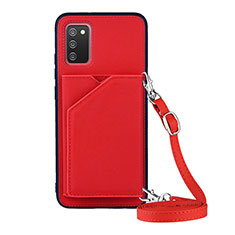 Coque Luxe Cuir Housse Etui Y02B pour Samsung Galaxy A03s Rouge