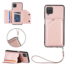 Coque Luxe Cuir Housse Etui Y02B pour Samsung Galaxy A12 Or Rose