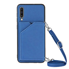 Coque Luxe Cuir Housse Etui Y02B pour Samsung Galaxy A30S Bleu