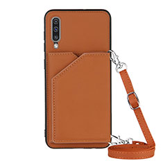 Coque Luxe Cuir Housse Etui Y02B pour Samsung Galaxy A30S Marron