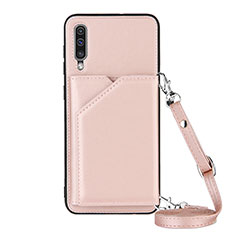 Coque Luxe Cuir Housse Etui Y02B pour Samsung Galaxy A30S Or Rose