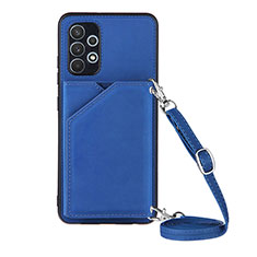 Coque Luxe Cuir Housse Etui Y02B pour Samsung Galaxy A32 5G Bleu