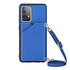 Coque Luxe Cuir Housse Etui Y02B pour Samsung Galaxy A52 4G Bleu