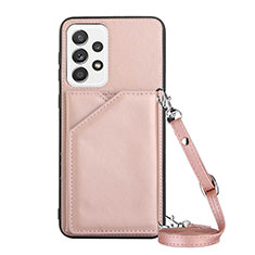 Coque Luxe Cuir Housse Etui Y02B pour Samsung Galaxy A53 5G Or Rose