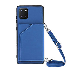 Coque Luxe Cuir Housse Etui Y02B pour Samsung Galaxy A81 Bleu
